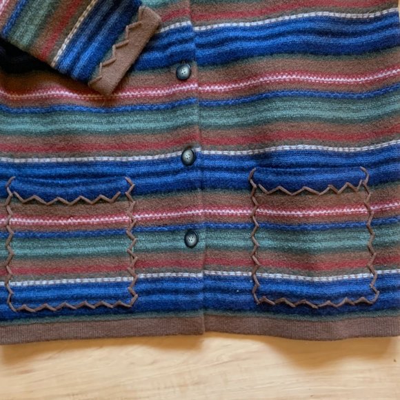 Robert Scott Striped Wool Jacket with Front Pockets, Size Large - Picture 3 of 6